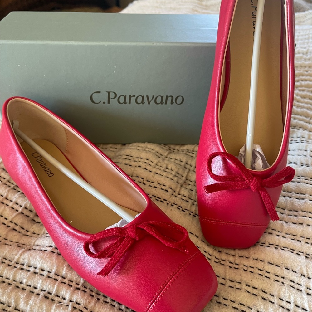 C.Paravano Red Leather Loafers